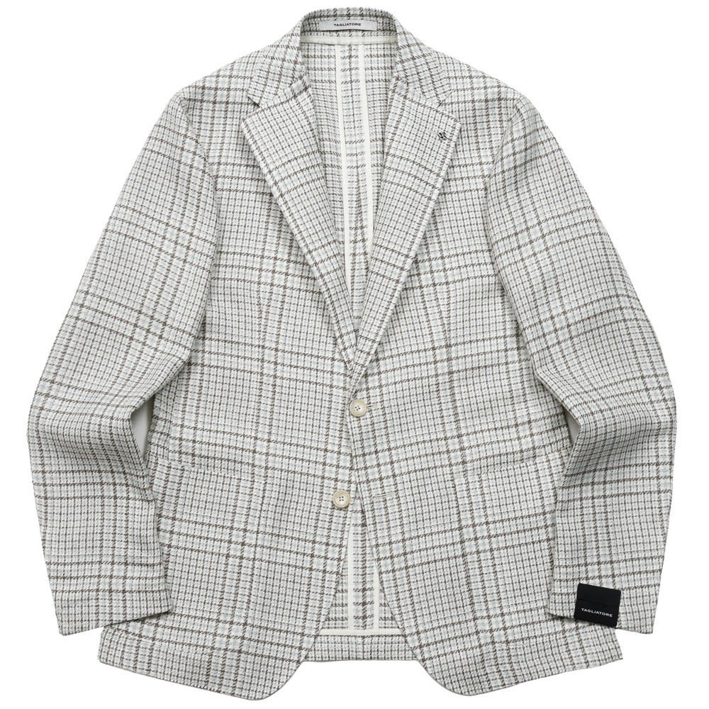 TAGLIATORE / タリアトーレ<br>G-DAKARダカール リネンウールシルクグレンチェック2Bジャケット G-DAKAR22K/850059 77061003011