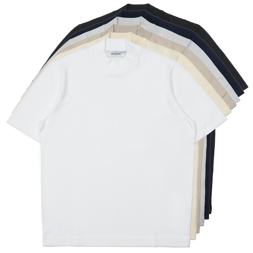 GRAN SASSO / グラン サッソ<br>12ゲージコットンS/Sモックネックニット 58109/18120 76061008003