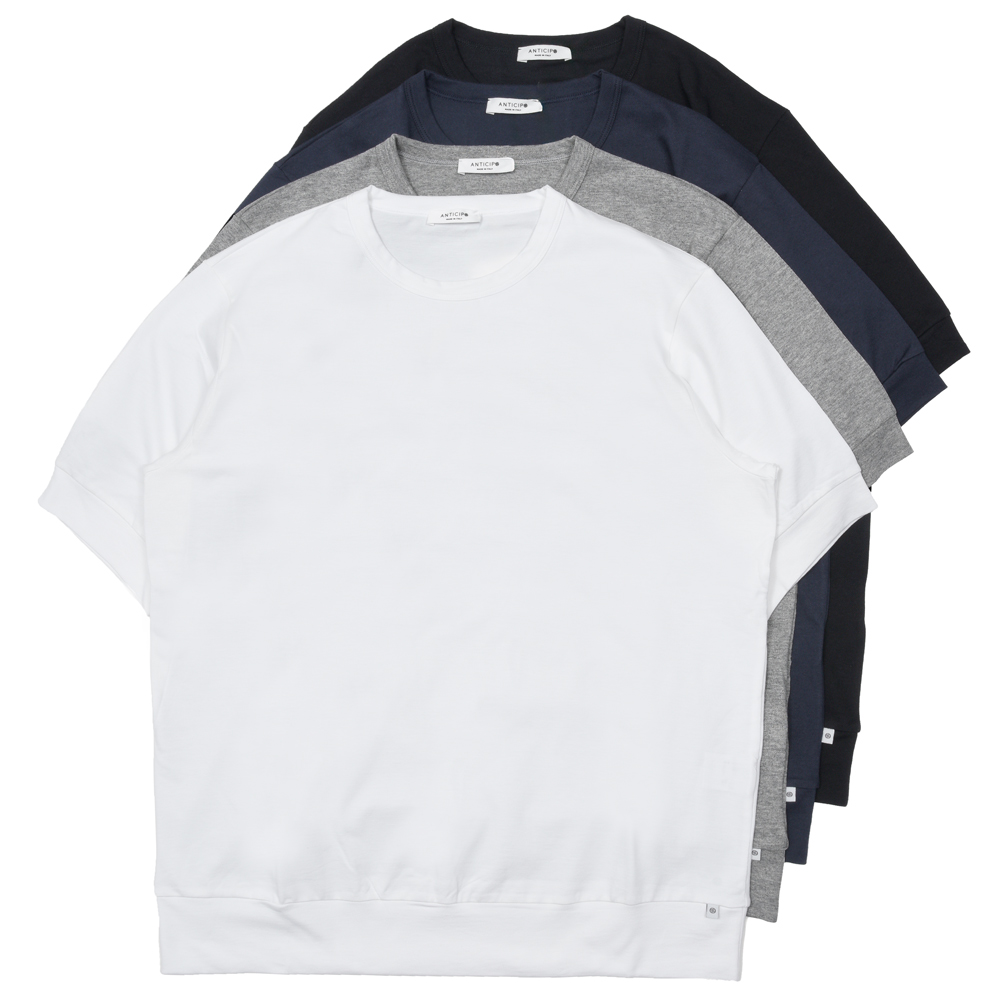 ANTICIPO / アンティーチポ<br>ピケジャージクルーネックS/Sリブカットソー NEBBIOLO comfort pique 72161003004