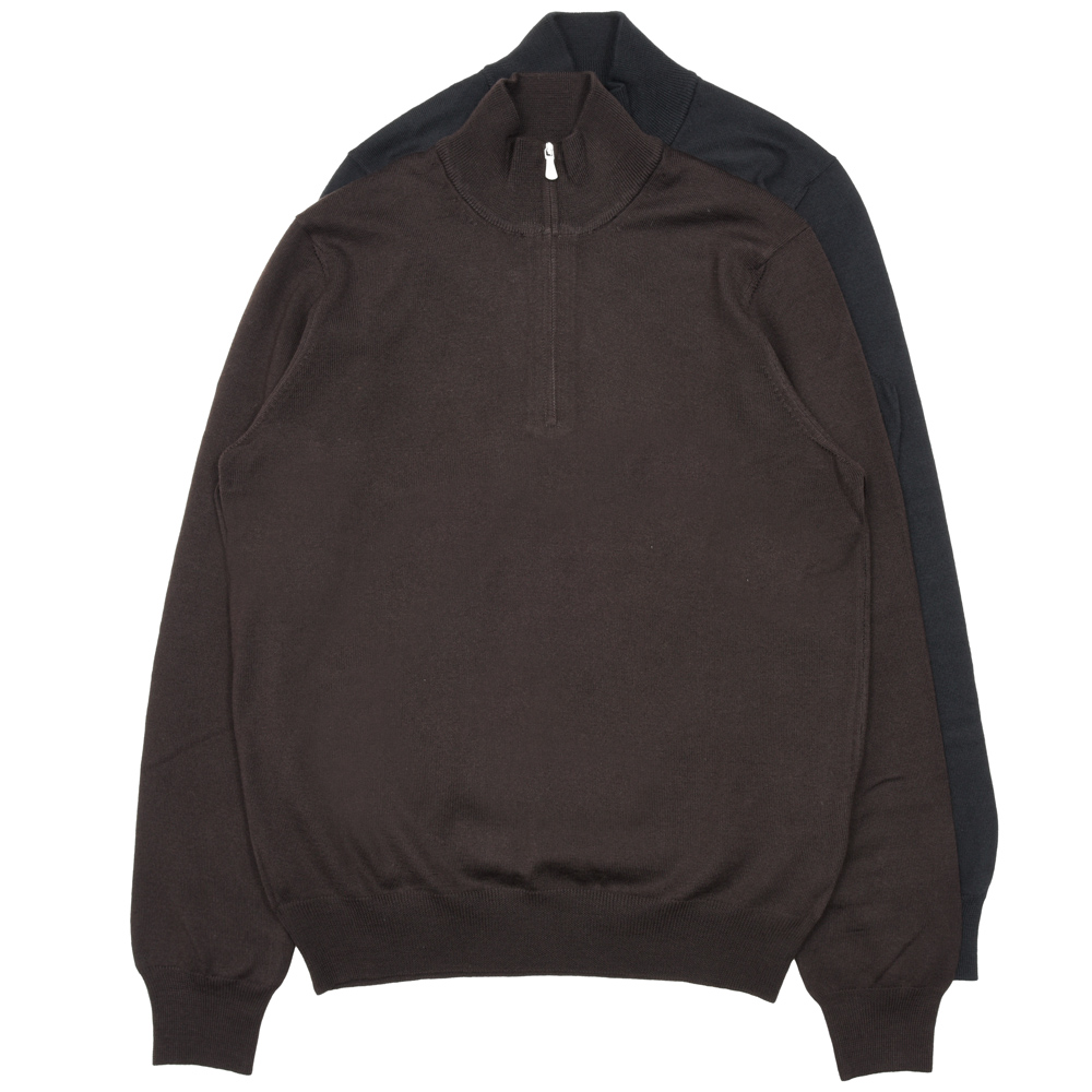 GRANSASSO / グランサッソ<br>12ゲージメリノウールハーフジップニット 55126/14290 76062003003