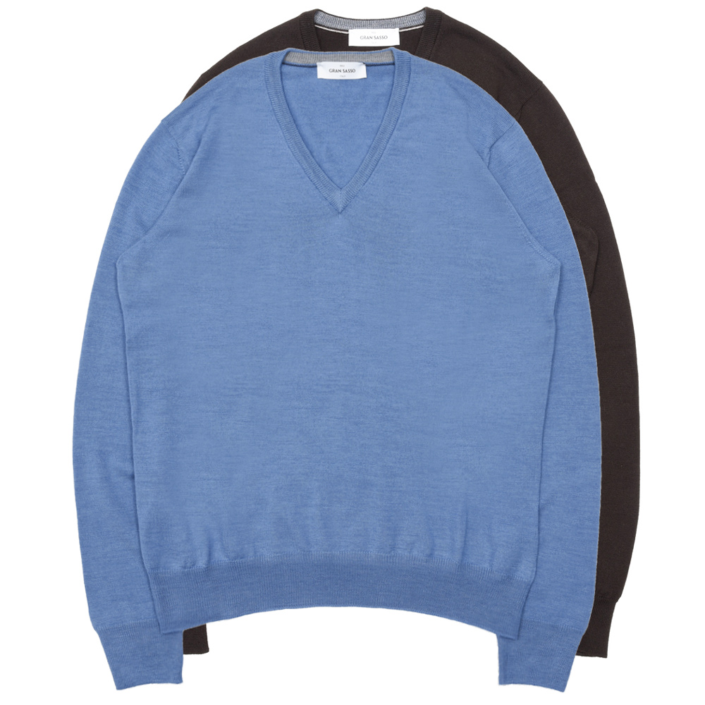 GRANSASSO / グランサッソ<br>12ゲージメリノウールVネックニット 55115/14290 76062002003