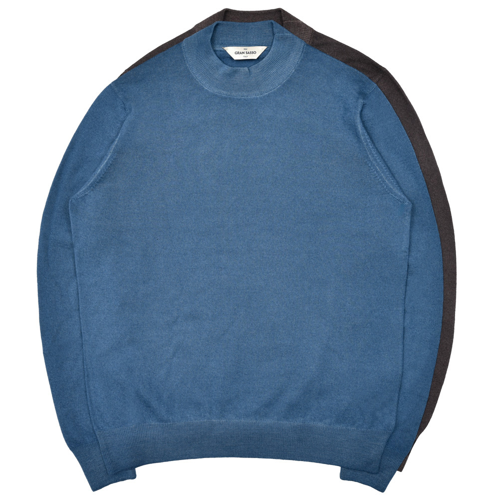 GRANSASSO / グランサッソ<br>ガーメントダイ12ゲージメリノウールモックネックニット 55108/22792 76052003003