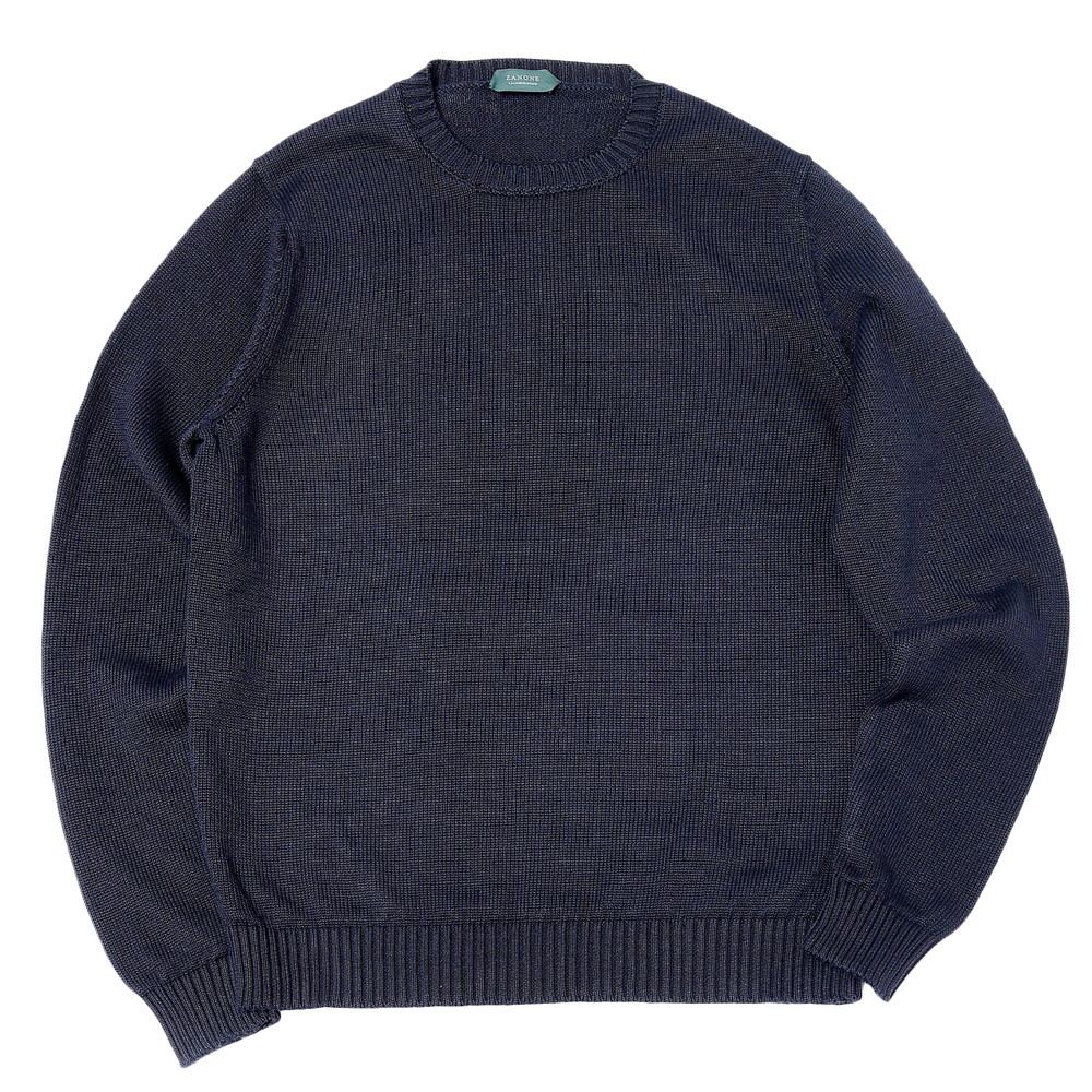 ザノーネ ZANONE ミドルゲージリネンコットン クルーネックニット オレンジイエロー系